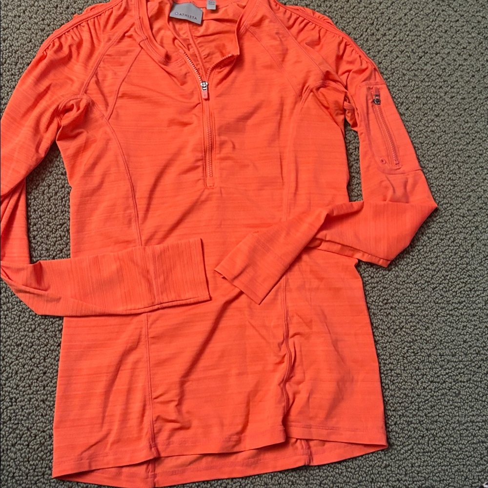 Athleta Womens X Small XS orange Pacifica UPF Athletic Pullover 1/4 zip  Top